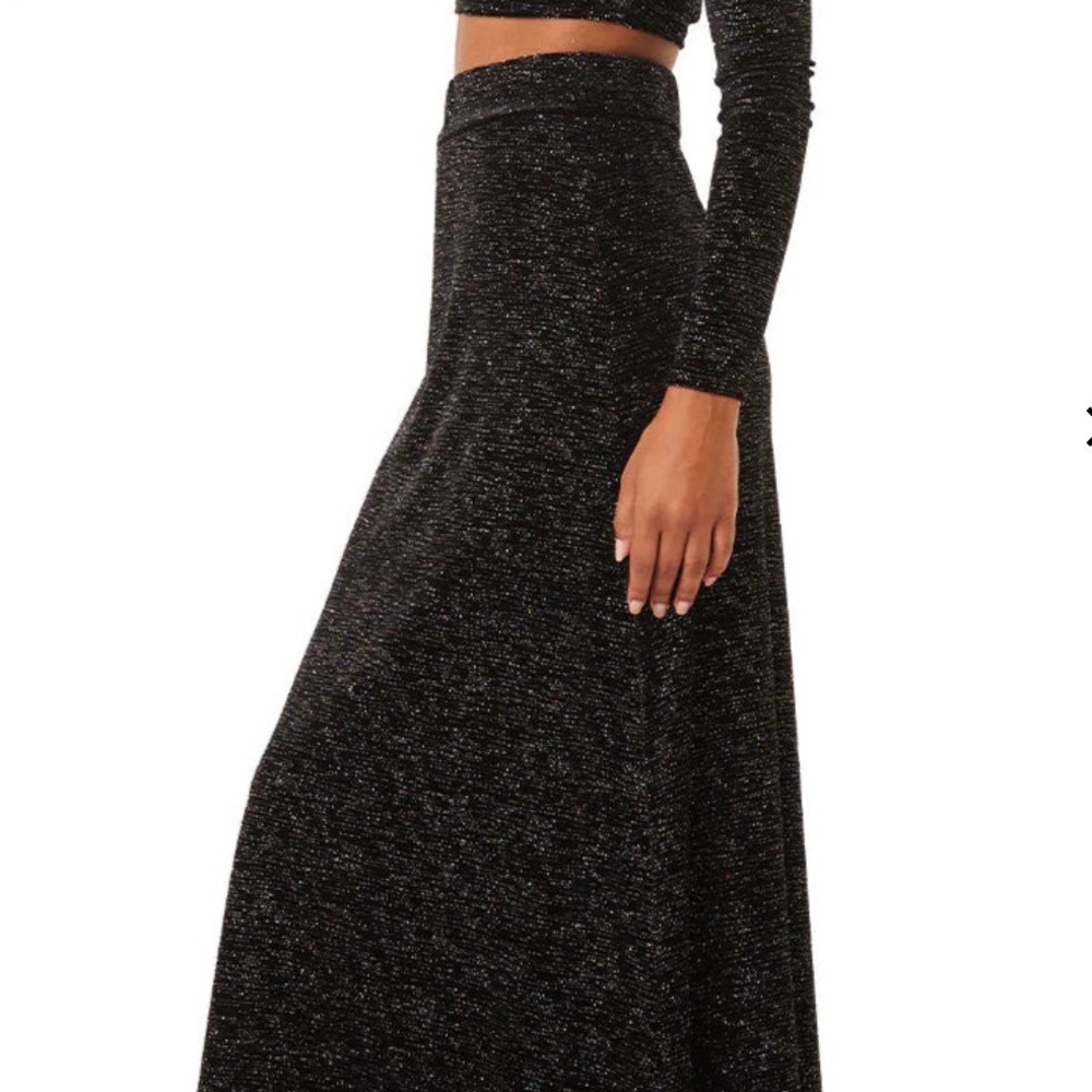NWT Misa Los Angeles Black Sparkle Maxi Skirt
